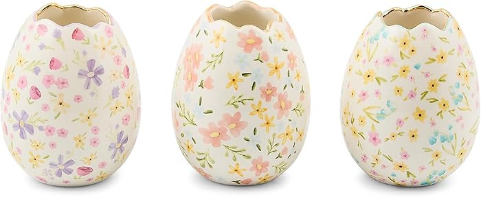 MACKENZIE-CHILDS Posie Patch Ceramic Egg Vases, Set of 3 | Amazon (US)