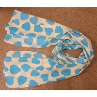Soft Cream/Blue Hearts Valentines Print Ladies Fashion Scarf Shawl Wrap Hijab 160cm X 60cm | Etsy (UK)
