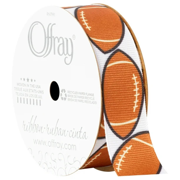Offray Ribbon, Brown 7/8 inch Football Grosgrain Ribbon, 9 feet | Walmart (US)