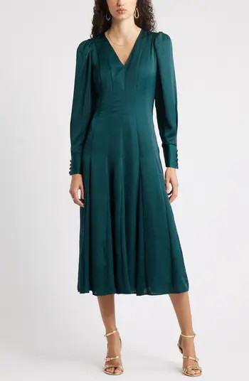 Chelsea28 Long Sleeve Satin Midi Dress | Nordstrom | Nordstrom