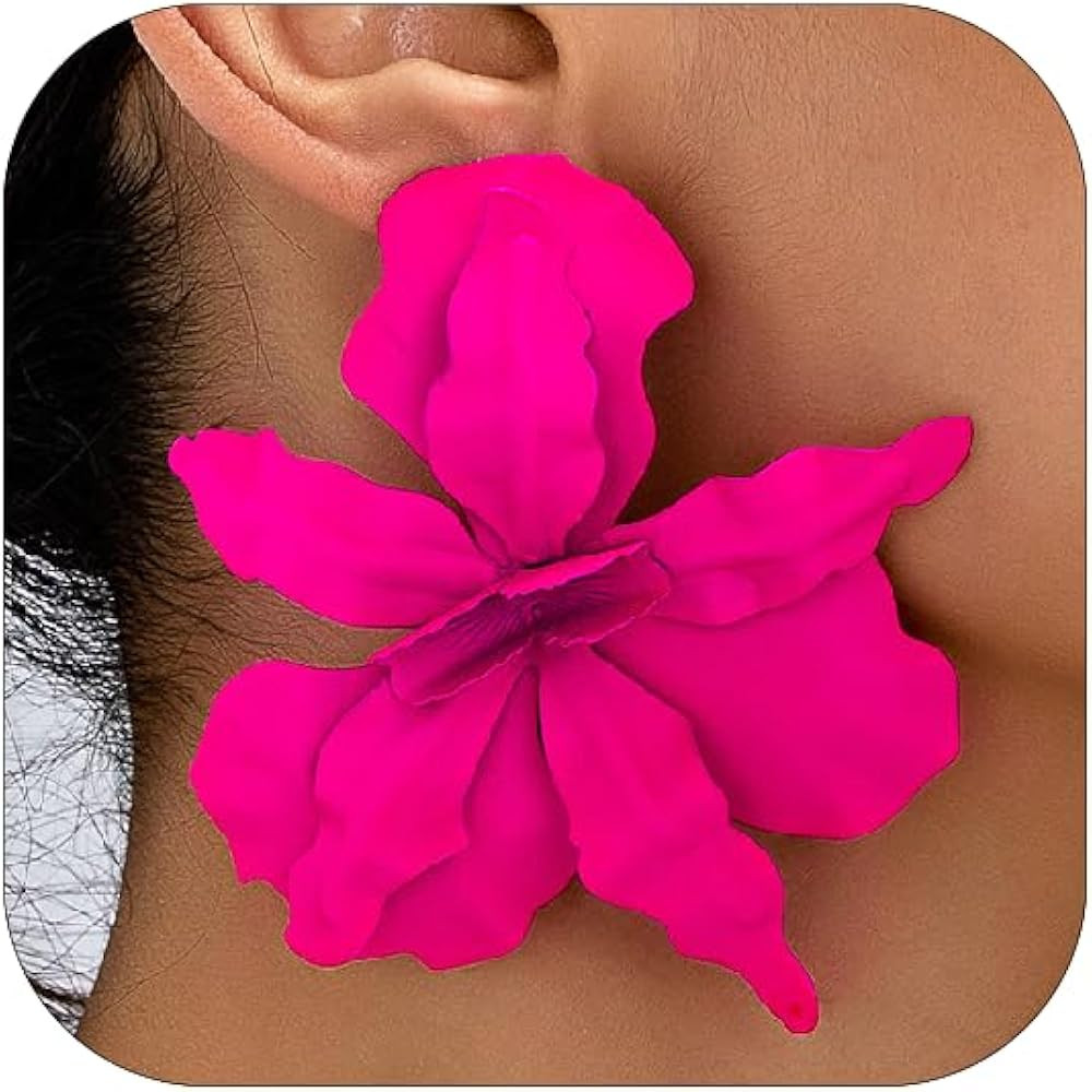 Large Flower Earrings for Women Statement Flower Earring Big Floral Earrings Trendy Elegant 3D Fl... | Amazon (US)