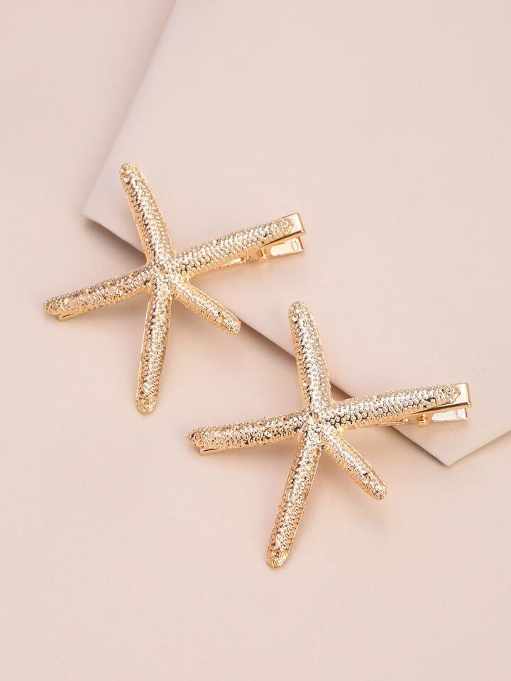 2pcs Starfish Decor Alligator Hair Clip Boho | SHEIN