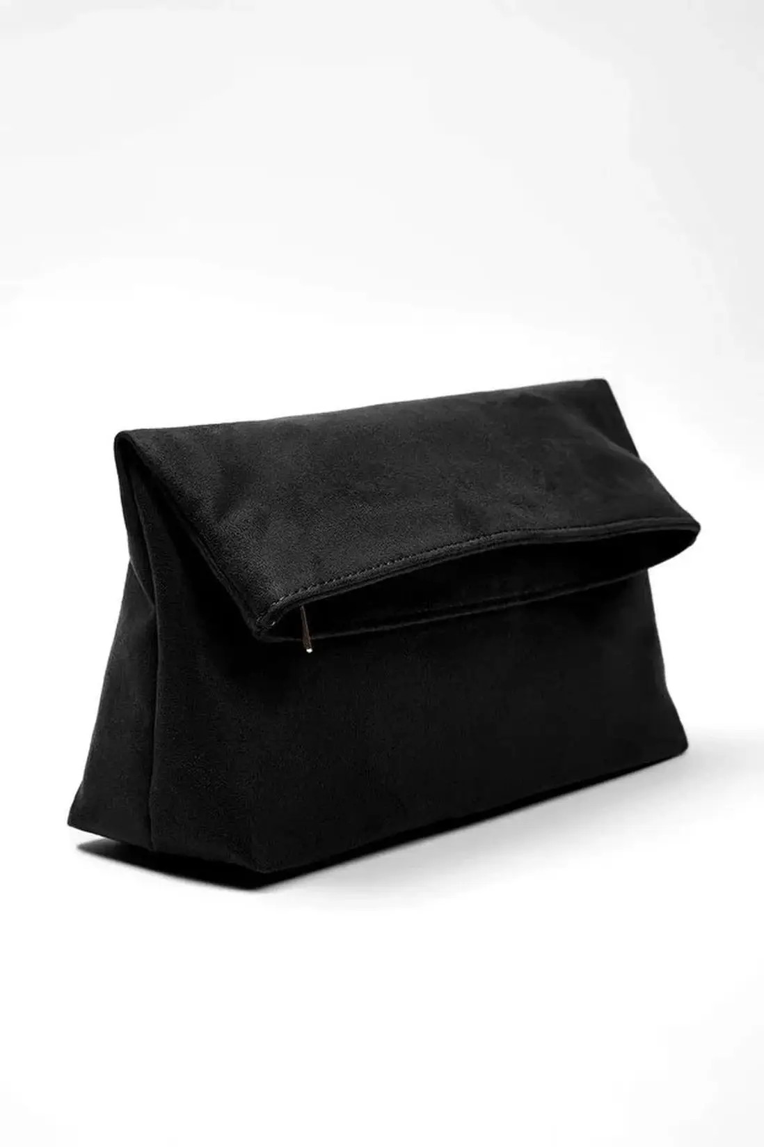 Black WOVCOR Soft Suede Foldover Clutch Bag | Boohoo | Boohoo.com (UK & IE)