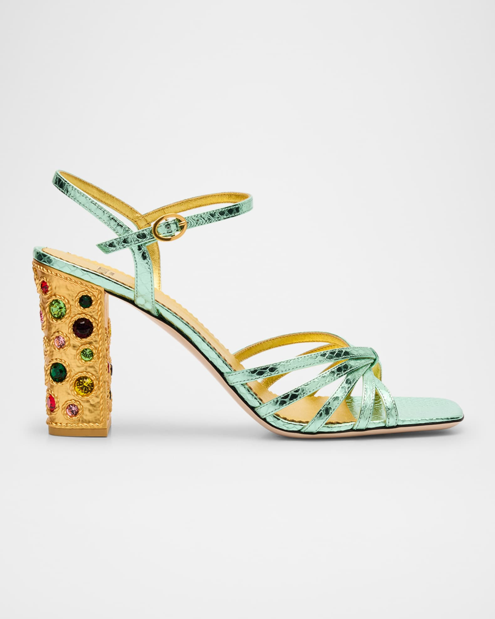 Metallic Jewel Ankle-Strap Sandals | Neiman Marcus