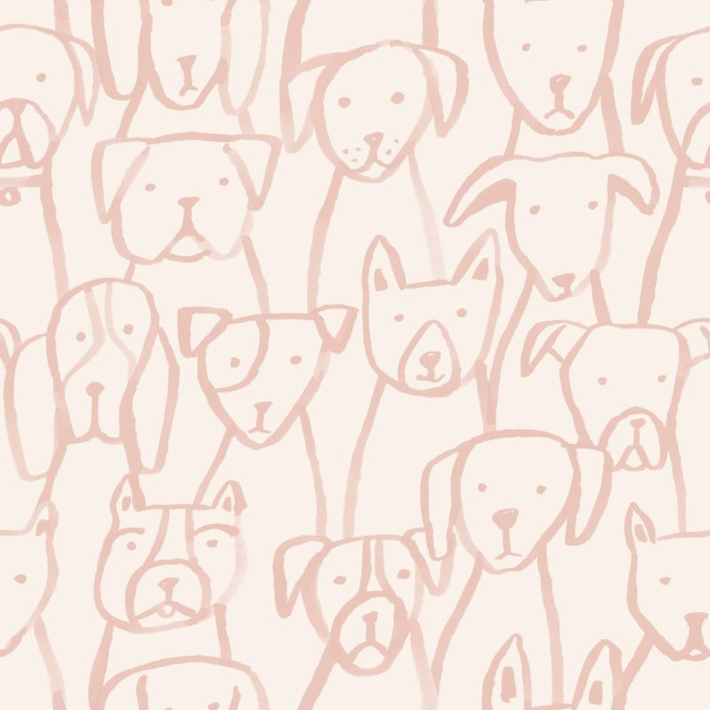 Chasing Paper Pink Puppy Pile Removable Wallpaper 2'x8' | Crate & Kids | Crate & Barrel