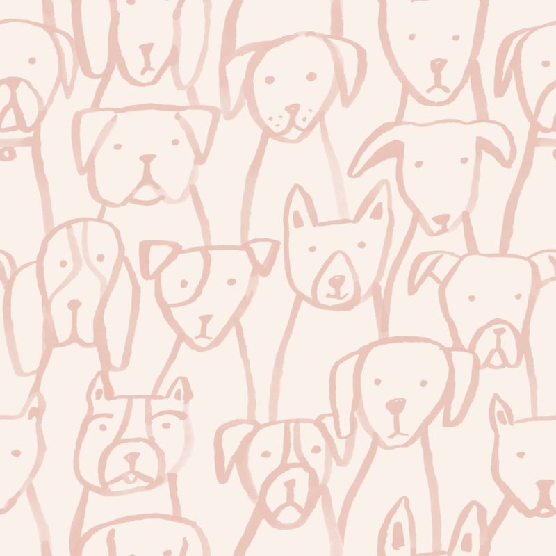 Chasing Paper Pink Puppy Pile Removable Wallpaper | Crate & Kids | Crate & Barrel