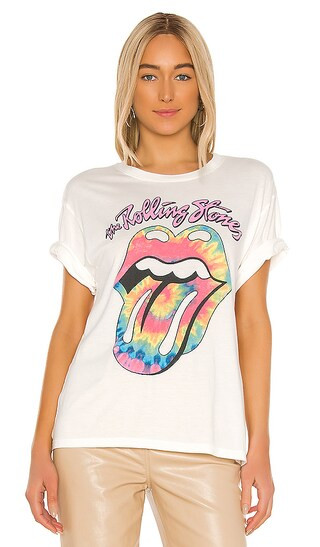 DAYDREAMER Rolling Stones Tie Dye Tongue Tee in Vintage White from Revolve.com | Revolve Clothing (Global)