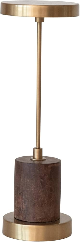 Creative Co-Op Metal and Mango Wood LED Table Lamp with Touch Sensor in Antique Brass Finish, Gol... | Amazon (US)