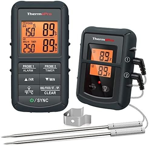 ThermoPro TP08B 500FT Wireless Meat Thermometer for Grilling Smoker Oven BBQ Grill Thermometer wi... | Amazon (US)