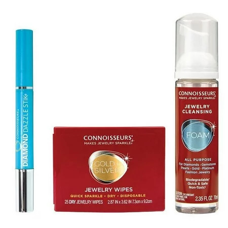Connoisseurs Jewelry Cleaning Kit with Jewelry Wipes Diamond Dazzle Stik and Cleansing Foam | Walmart (US)