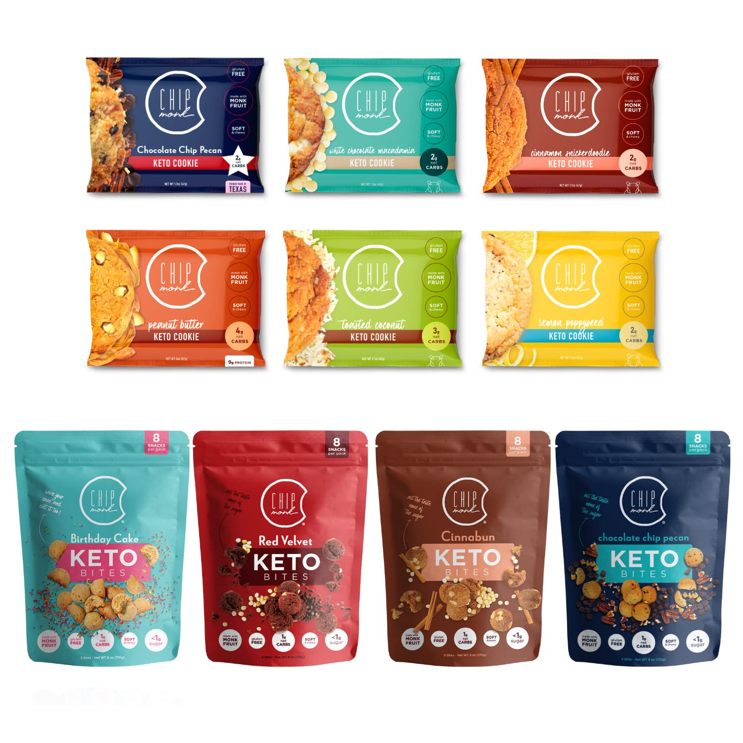 ChipMonk Keto Cookies & Bites Sampler Box - 6 Pack Cookies & 4 Pack Bites - Low Carb Keto Snacks ... | Amazon (US)