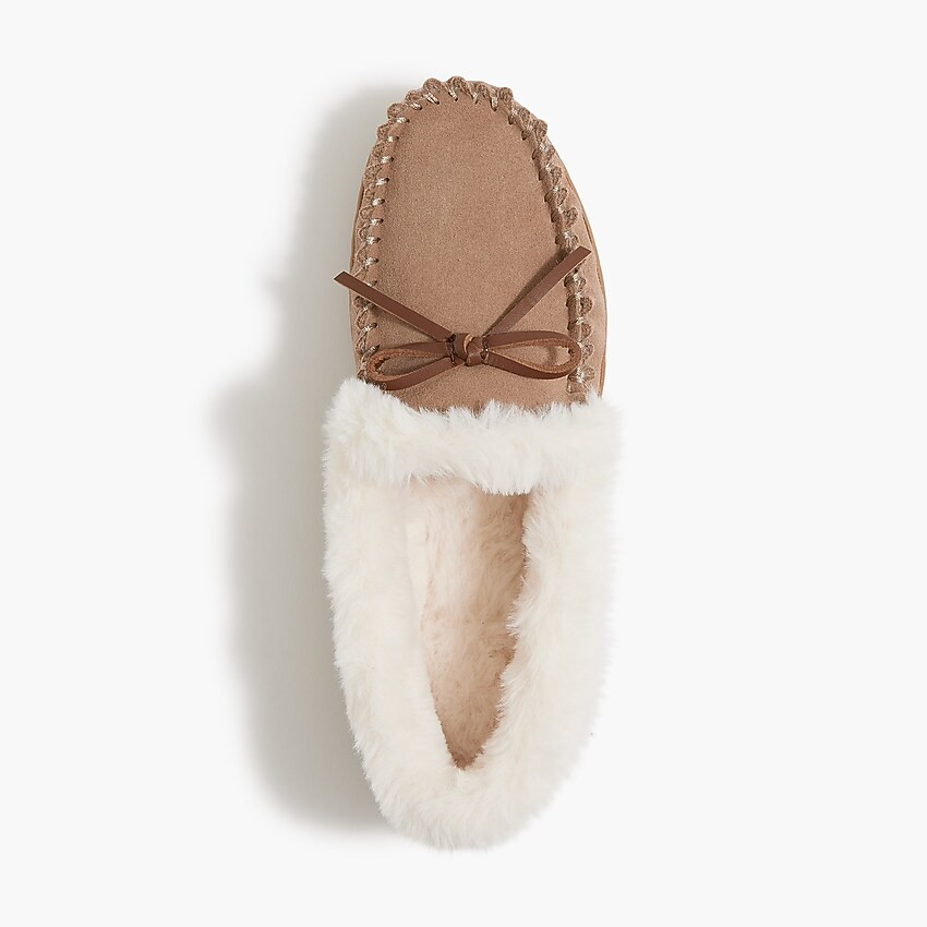 Suede faux-shearling slippers | J.Crew Factory