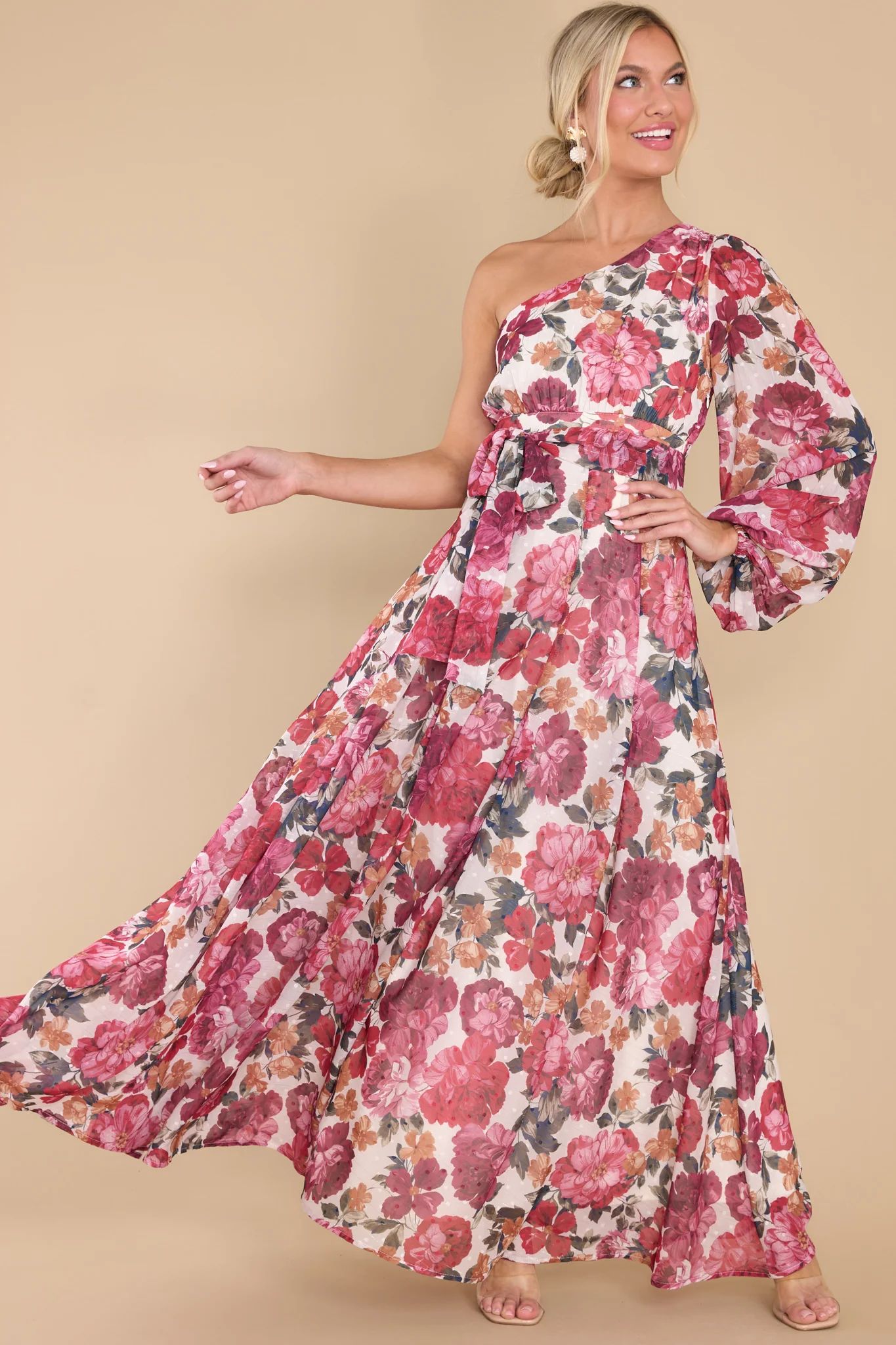 Modern Fairytale Ivory Multi Floral Print Maxi Dress | Red Dress 