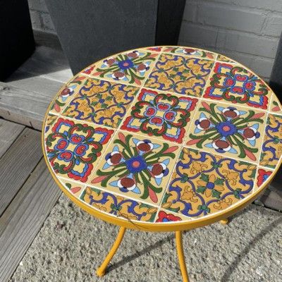 Barnsfield Ceramic Tile Side Table - Yellow - Christopher Knight Home | Target
