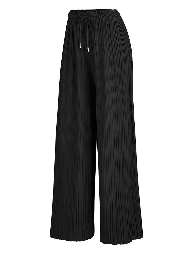 Made By Johnny Women's Pleated Wide Leg Palazzo Pants with Drawstring | Amazon (US)