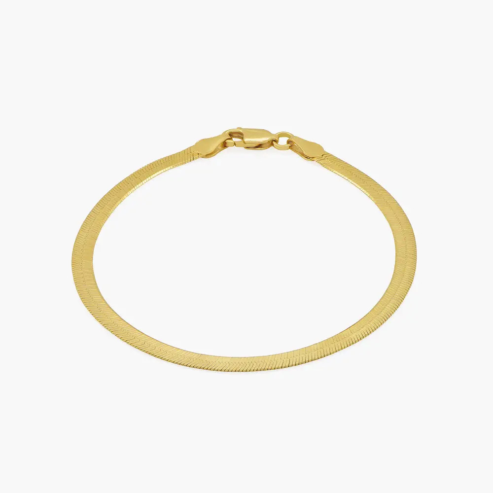 Herringbone Engraved Slim Bracelet - Gold Vermeil | Oak & Luna (US)