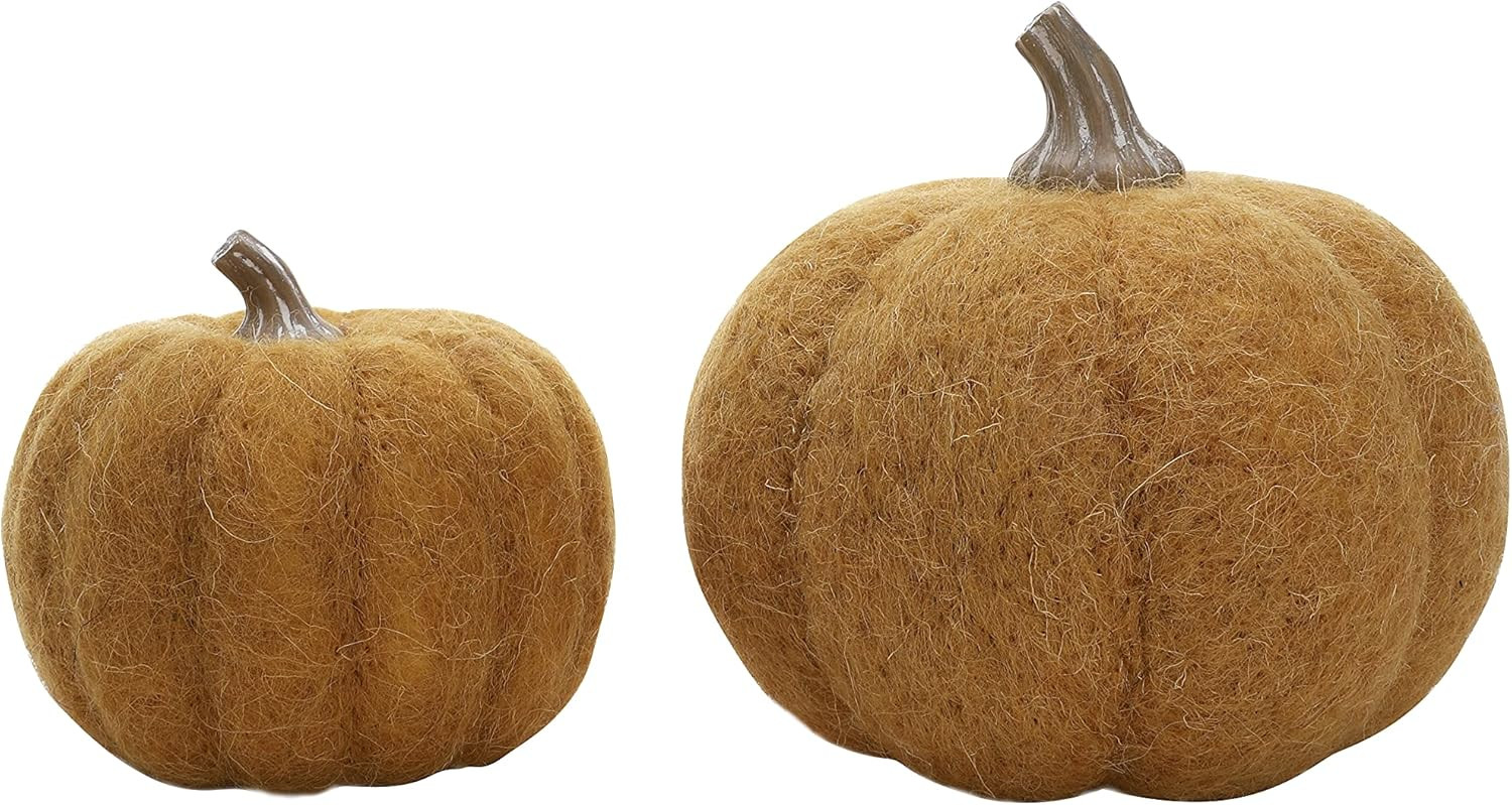 DN DECONATION Wool Yellow Pumpkin Decor, Handmade Small Pumpkin Set, Fabric Artificial Pumpkins f... | Amazon (US)