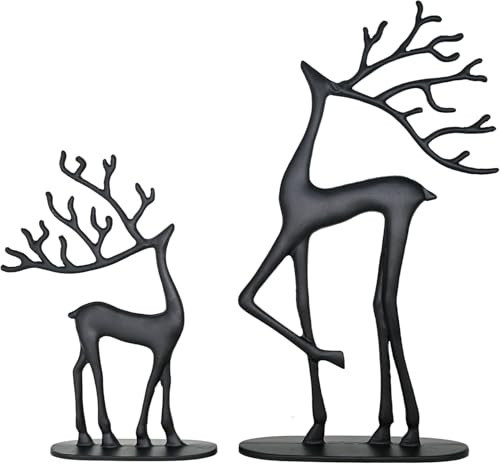 Reindeer Christmas Decor, Black Metal Reindeer Figurines, Modern Minimalist Xmas Sculpture, Elegant Indoor Holiday Decor, Table Centerpieces- Ideal for Home, Mantel, Living Room, Bedroom, Office | Amazon (US)