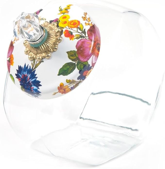 MacKenzie-Childs Cookie Jar With Flower Market Enamel Lid - White 6" W, 8" tall | Amazon (US)