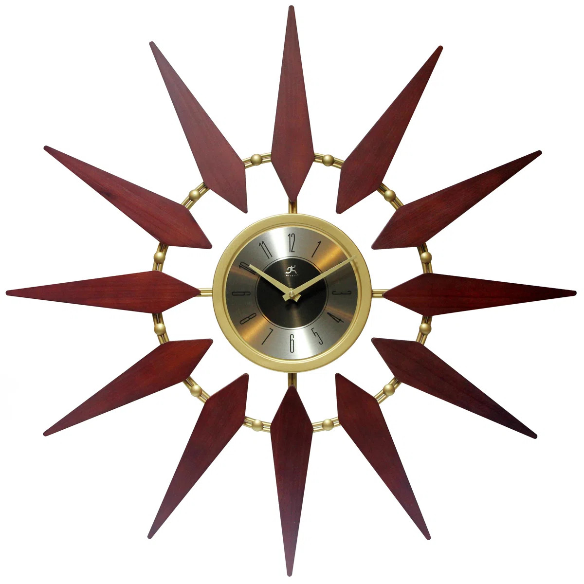Midcentury/Modern Starburst Metal & Wood Wall Clock 30 Inches - Walnut | Wayfair North America