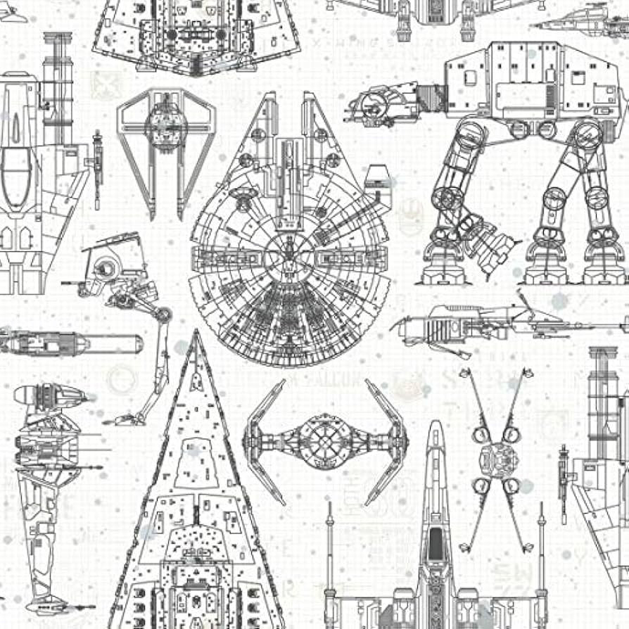 RoomMates RMK11036WP Star Wars Blueprint Black & White Peel and Stick Wallpaper 20.5" x 16.5 feet | Amazon (US)