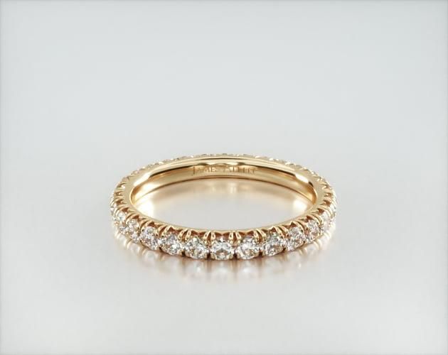 wedding rings, womens eternity, 14k yellow gold french pave lab created diamond eternity ring 1 c... | JamesAllen