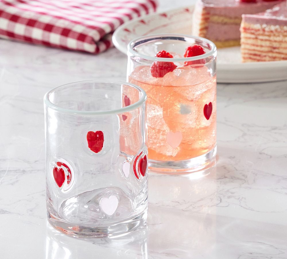 Heart Embedded Double Old Fashioned Glasses | Pottery Barn (US)