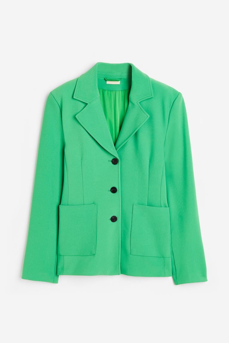 Einreihiger Jersey-Blazer - Grün - Ladies | H&M DE | H&M (DE, AT, CH, NL, FI)