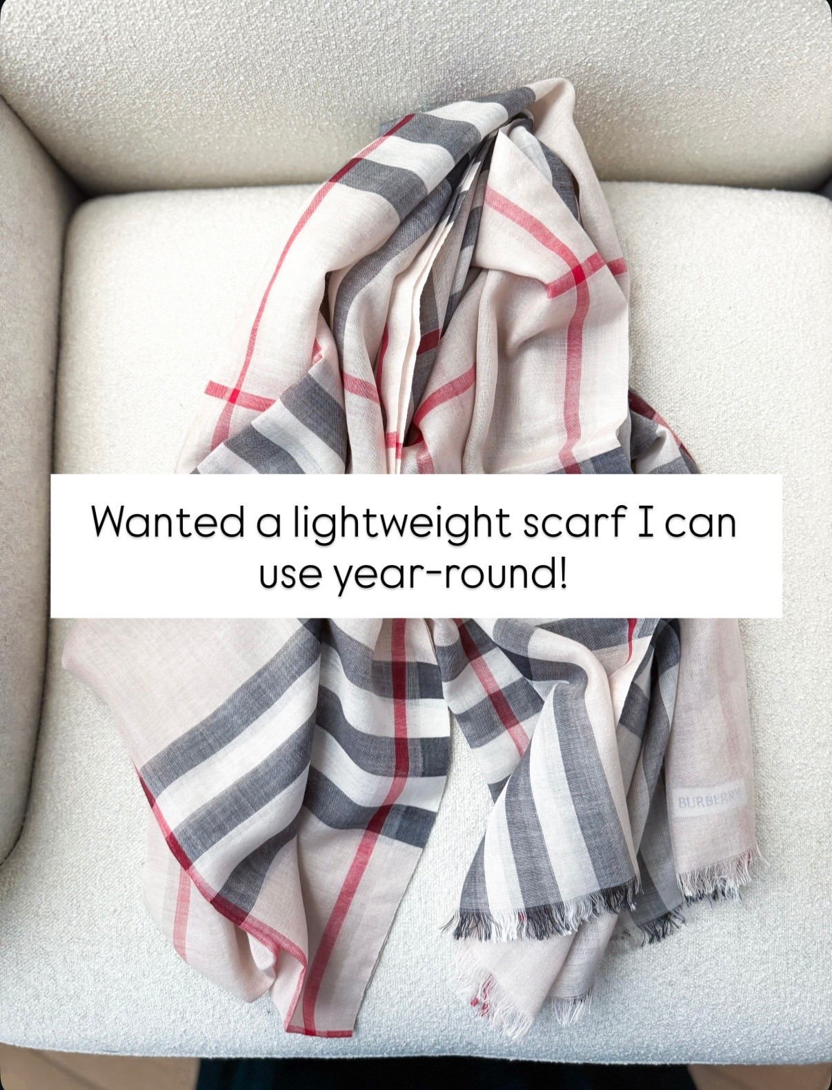 Gift idea for her! I wanted a lightweight scarf I can wear year-round. Burberry wool and silk scarf. Spring style. Spring little. Winter outfit. 

#LTKTravel #LTKGiftGuide #LTKHoliday
