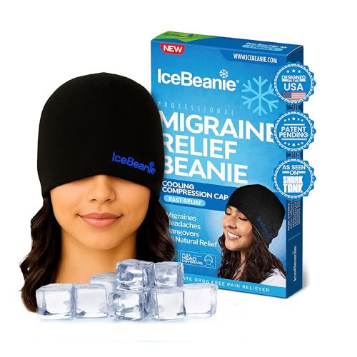 IceBeanie Migraine Relief Cap, As Seen on Shark Tank, Soft & Stretchy Gel Tension Headache Relief Cap, Extended Cooling Hangover Ice Hat, Odorless Head Wrap Ice Pack Wrap, Headache Migraine Mask | Amazon (US)