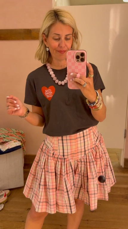 The cutest “cool mom” tee ever! This skirt & tee are coming home with me today! 
Tee - small 
Skirt - in xs here but getting xxs (size down)

*Use my code CATHERINE20 for 20% off Orders of $100+ at Anthropologie

 *Use my code Catherine20 on A+B
 *Use code my Mixandmatchmadness on Loopy

#LTKdayinmylife #LTKmomlife #LTKOver40