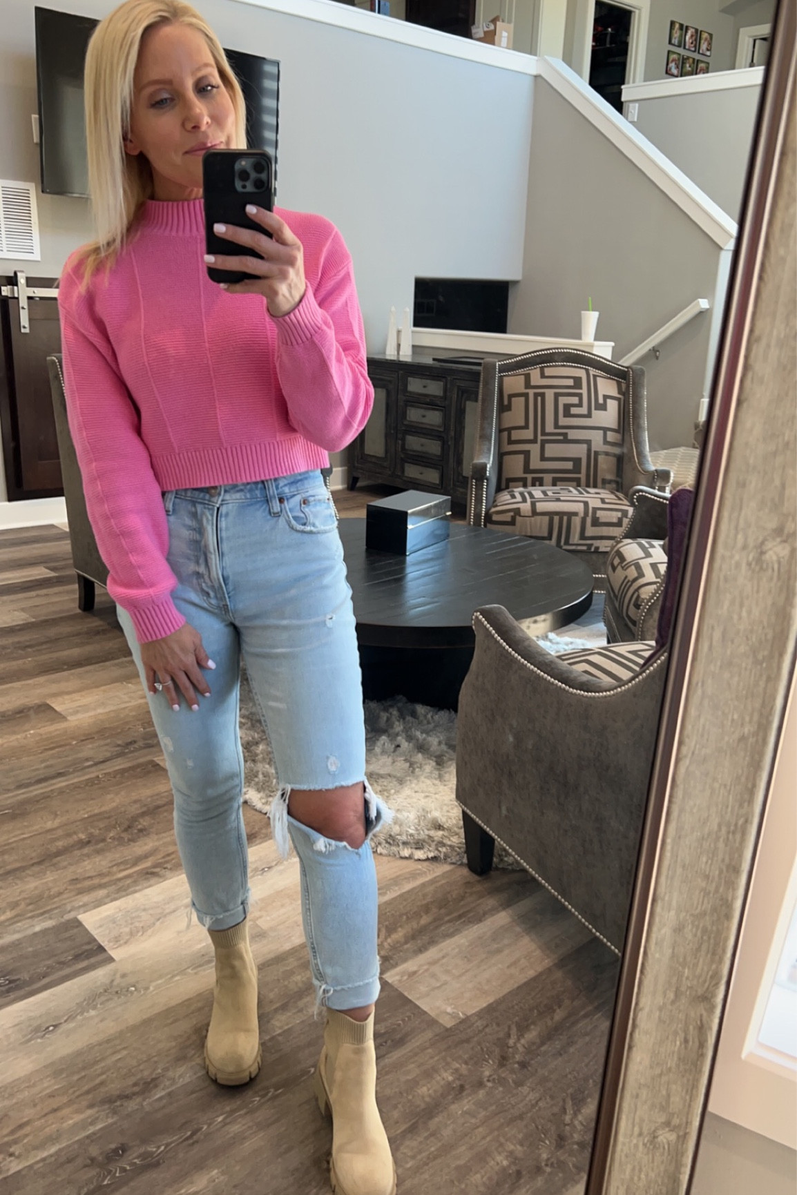 Hurry up spring! 
Loving this Pink shade this season. 
Sweater is on major sale  

#abercrombie 
#springdenim
#ltksale
#springfashion 
#spring


#LTKshoecrush #LTKunder100 #LTKSeasonal