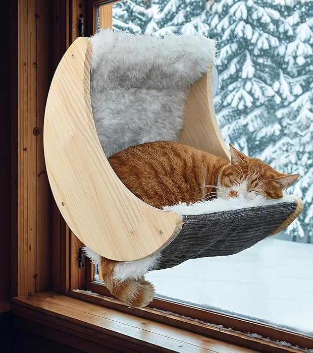 Window Cat Beds with Ultra Plush Hammock, Moon Shelves Mounted with Strong Suction Cups, Cat Wind... | Amazon (US)