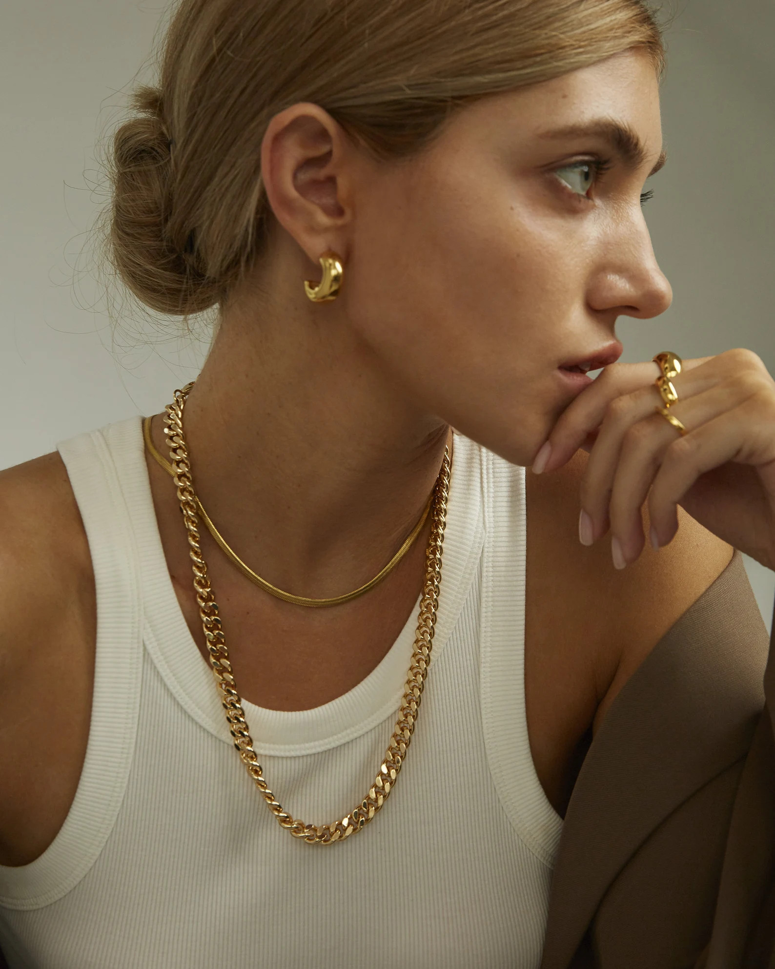 Chain Necklace Thick Chain Gold Necklace Chunky Chain Cuban Link Chain Statement Jewelry Minimali... | Etsy (US)