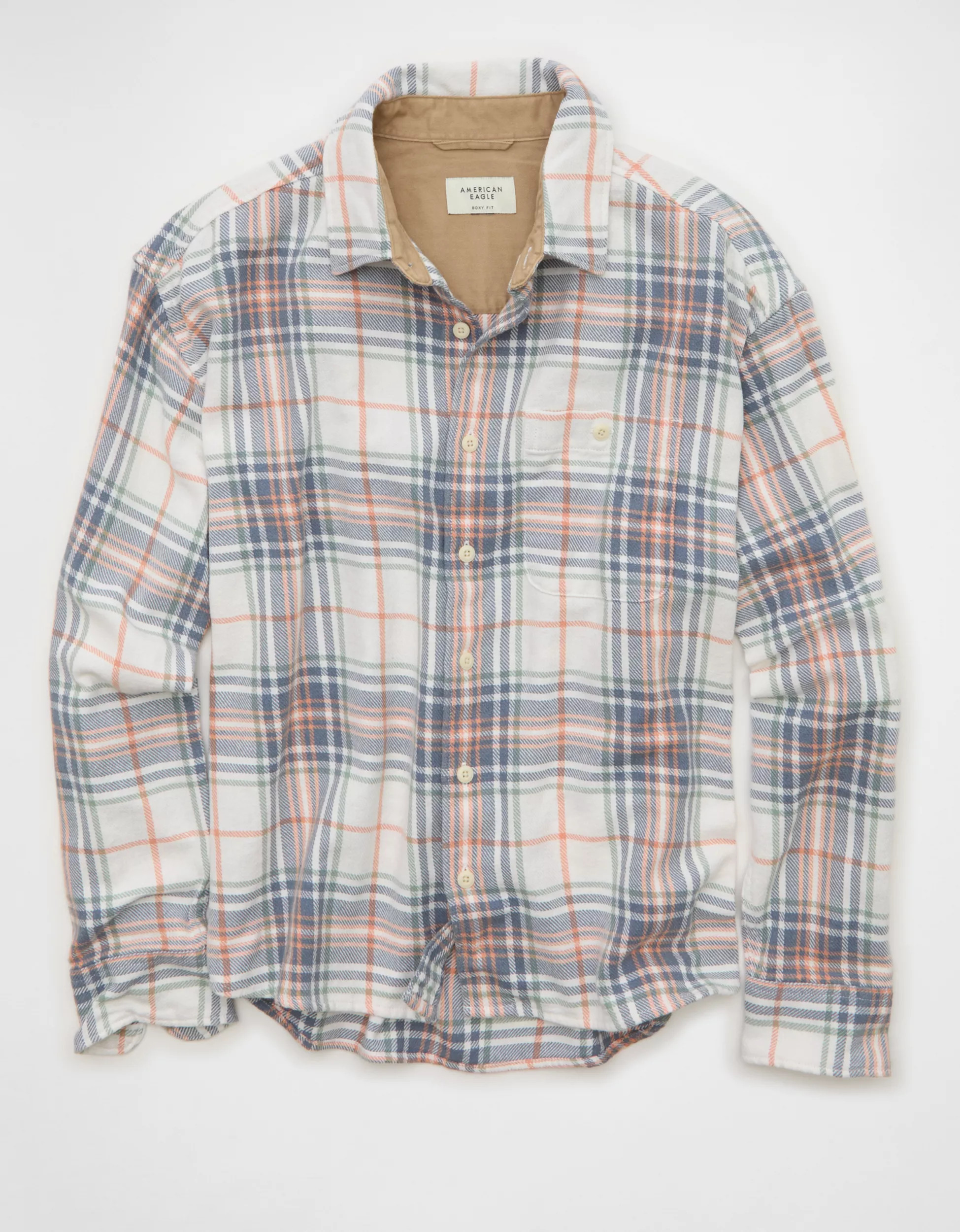 AE Boxy Lightweight Flannel Shirt | American Eagle Outfitters (US & CA)