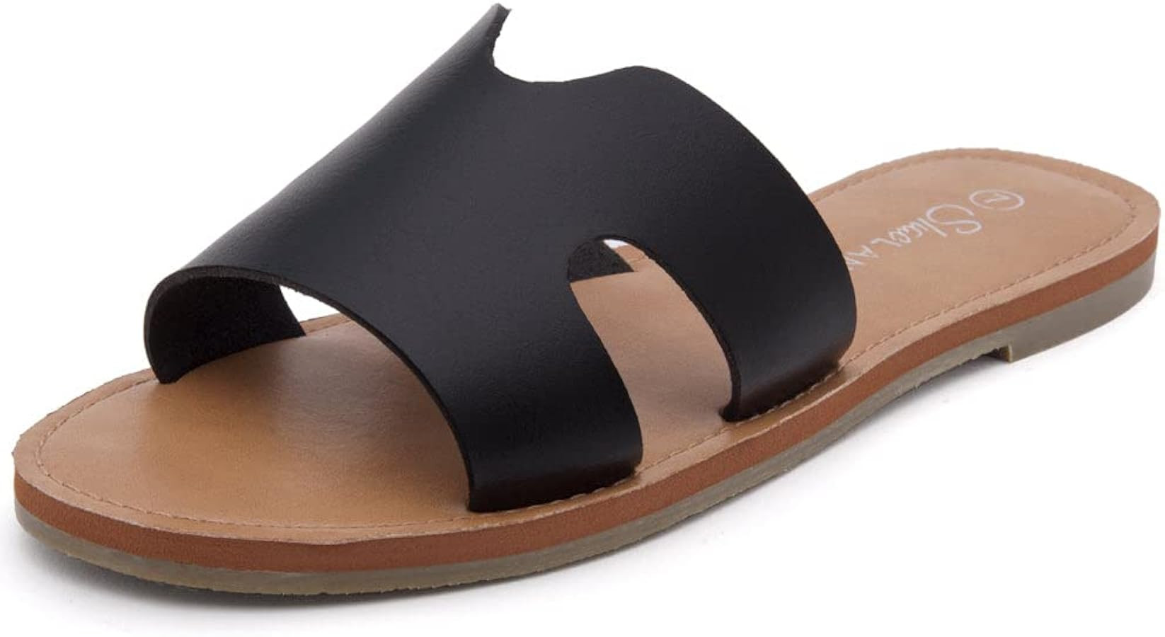 Shoe Land Womens SL-Ember Flat Sandals Slip on Slides Open Toe One Band Comfort Walking Sandal | Amazon (US)