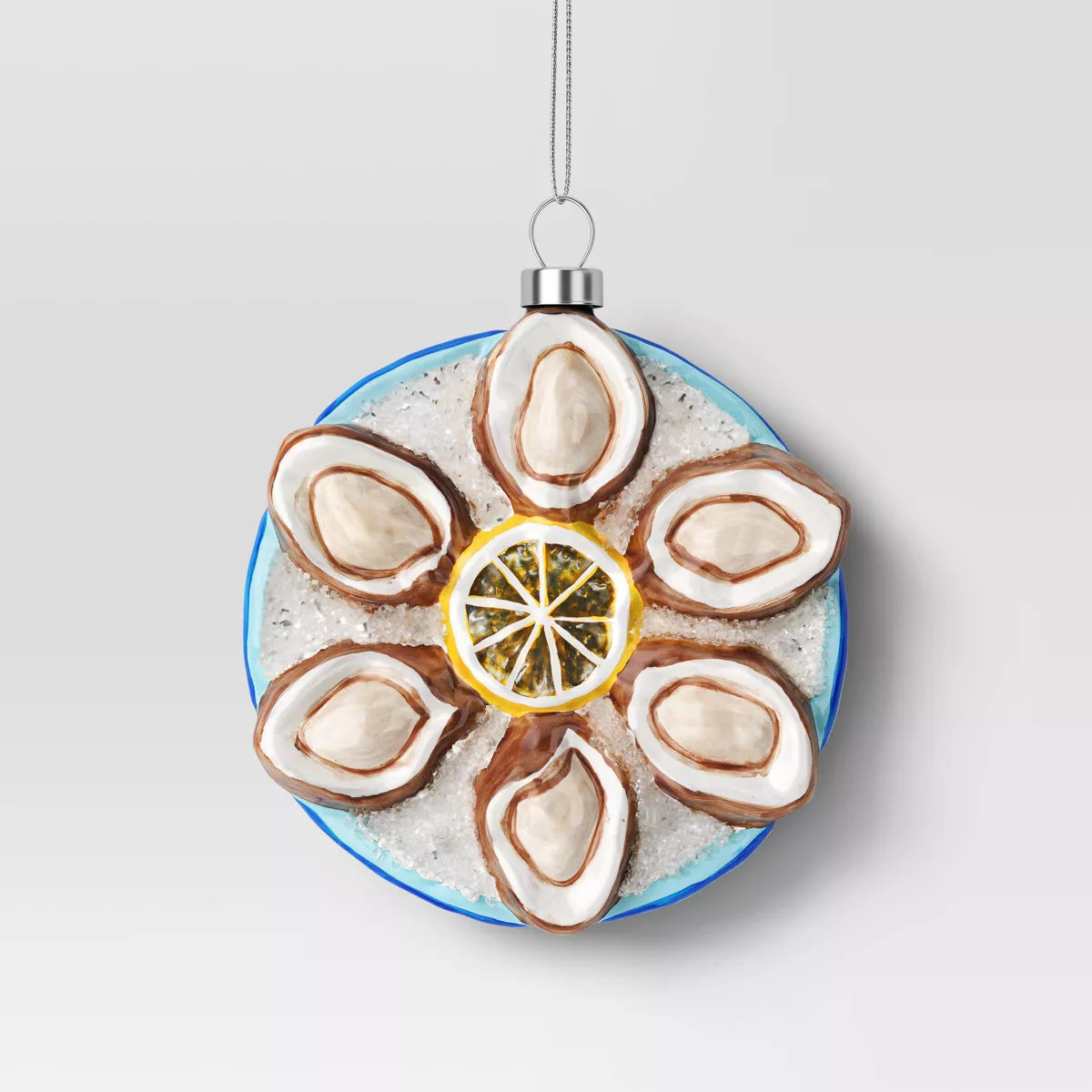 4" Christmas Glass Oyster Ornament Blue Plate - Wondershop™ | Target