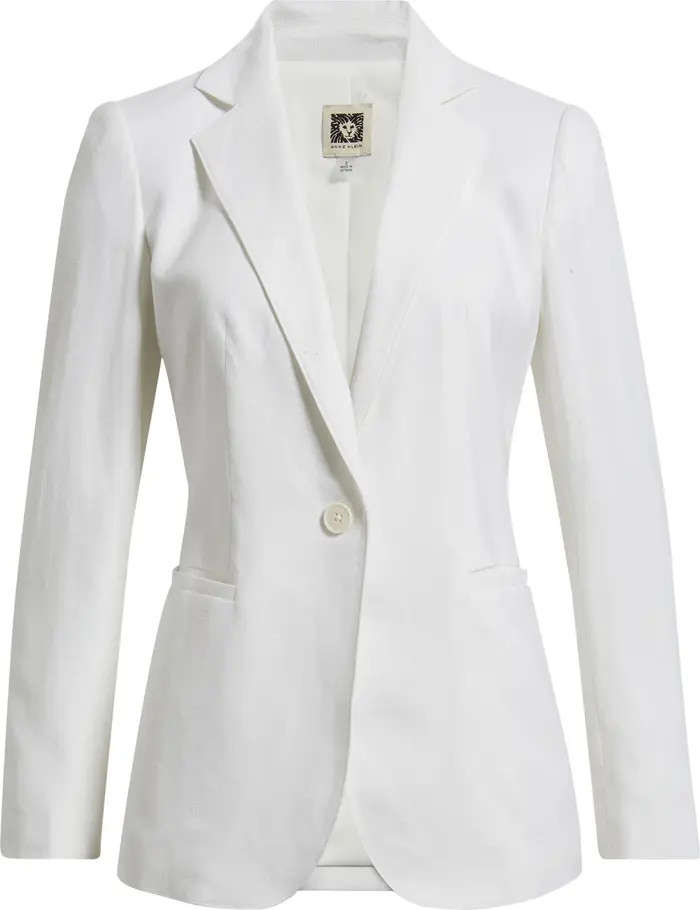 One-Button Linen Blend Blazer | Nordstrom