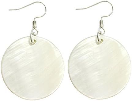 AMOR SPES Natural White Sea Shell Silver Drop Dangle Earrings Women Girl Gift Beach Jewelry (Whit... | Amazon (US)