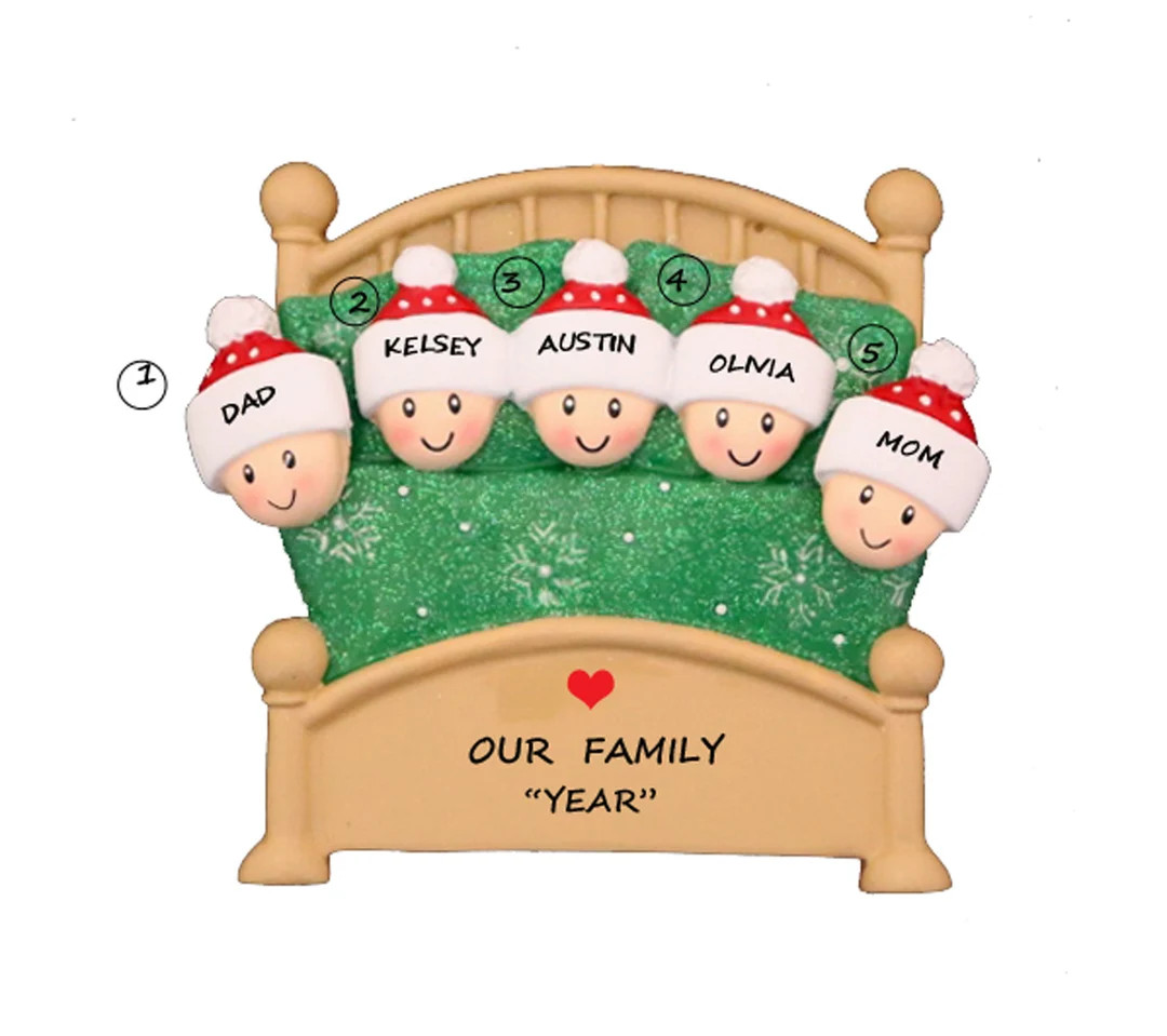 Personalized Ornament Bed Family of 5 - Bed Family of Five Personalized Christmas Ornament - Fami... | Etsy (US)