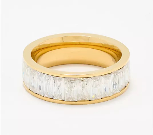 Steel by Diamonique Baguette-Cut Eternity Band Ring - QVC.com | QVC