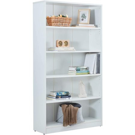 Vicllax Wood 5-Shelf Bookcase Layer Adjustable Mordern Bookshelf for Home and Office, White | Walmart (US)