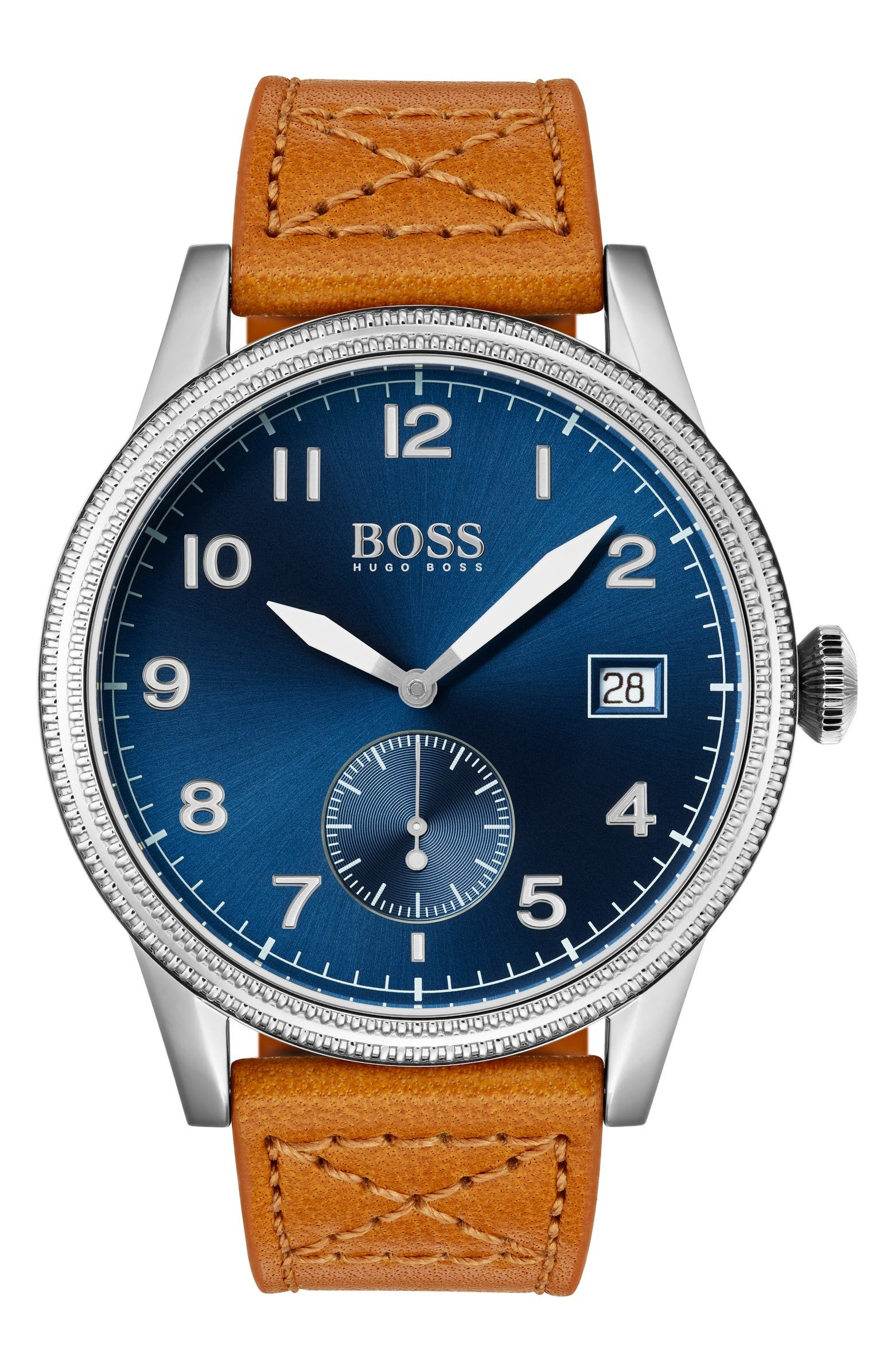 BOSS Legacy Round Leather Strap Watch, 44mm | Nordstrom | Nordstrom