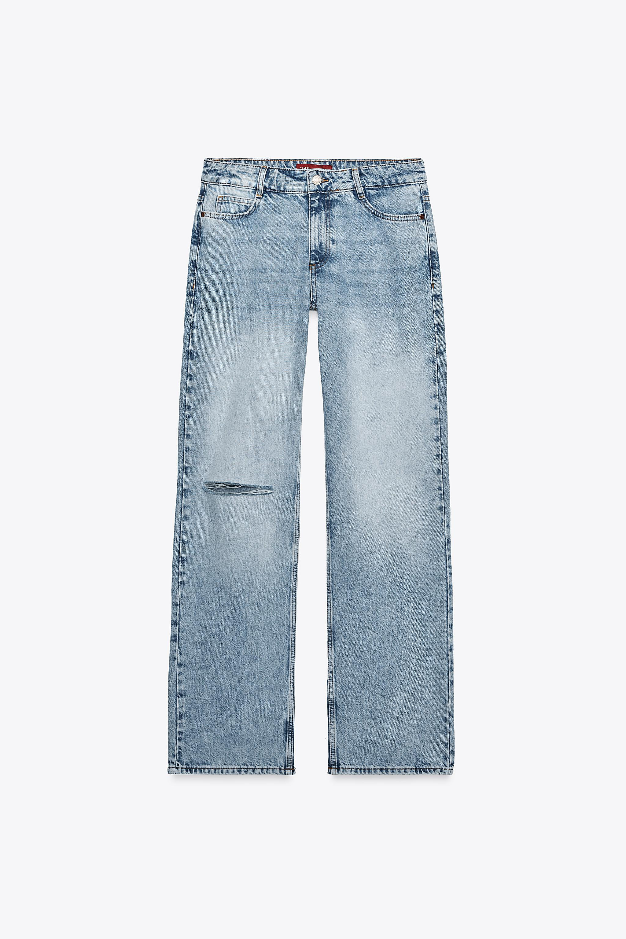 Z1975 SLIM FLARE LOW RISE RIPPED LONG LENGTH JEANS | Zara US