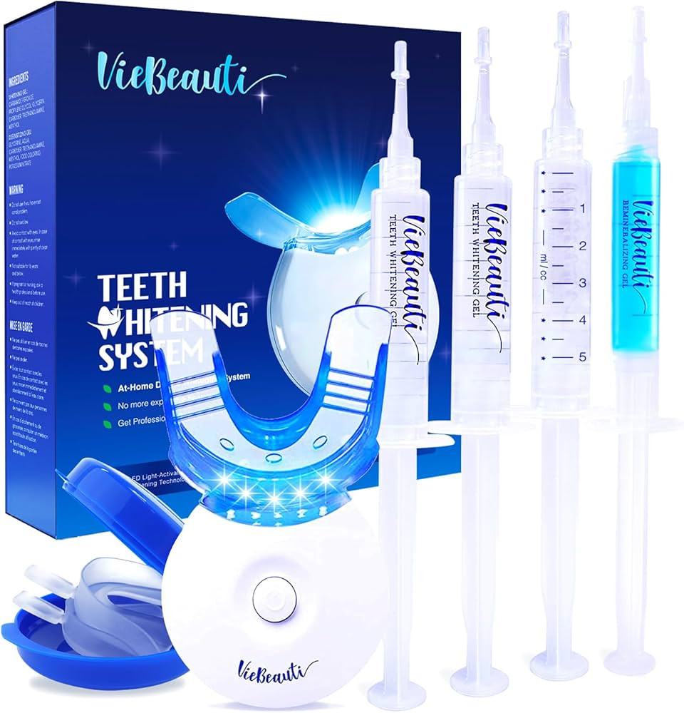 VieBeauti Teeth Whitening Kit - 5X LED Light Tooth Whitener with 35% Carbamide Peroxide, Mouth Tr... | Amazon (US)