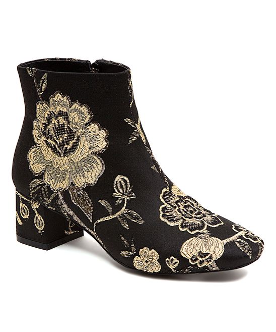 French Blu Women's Casual boots GOLD - Gold Floral Teapot Ankle Boot - Women | Zulily