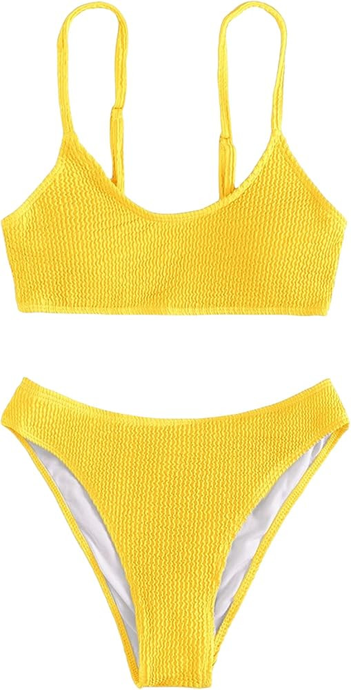 SOLY HUX Bikini Sets for Women Solid Textured Bikini Bathing Suits 2 Piece Swimsuit | Amazon (US)