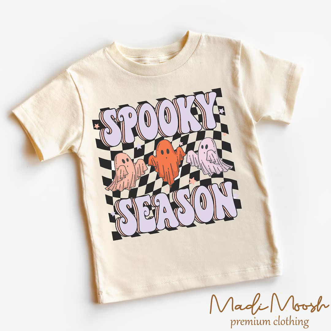 Spooky Season Toddler Shirt - Retro Halloween Kids Shirt - Natural Toddler Shirt - Etsy | Etsy (US)