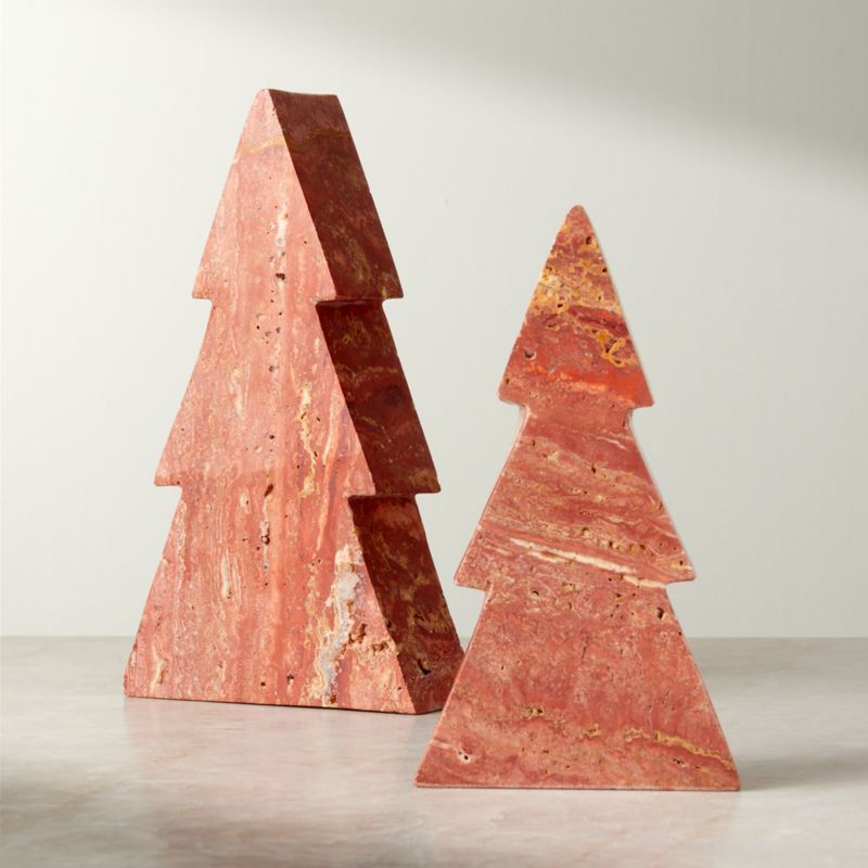 Red Travertine Christmas Trees | CB2 | CB2