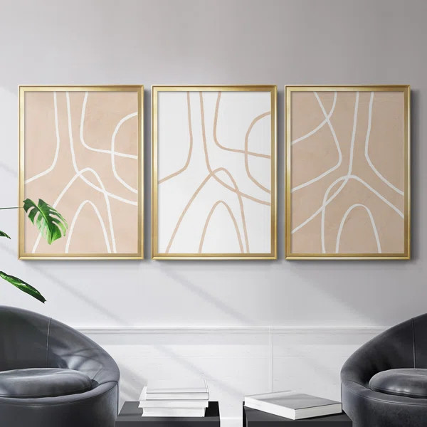 Clean Contour I - 3 Piece Picture Frame Graphic Art Set on Canvas | Wayfair North America